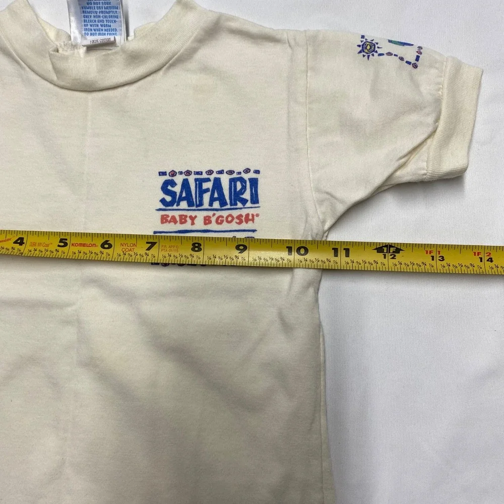 Vintage Baby B'gosh Safari Graphic T-Shirt 12 Months Cream Made in USA 90s